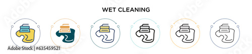Wet cleaning icon in filled, thin line, outline and stroke style. Vector illustration of two colored and black wet cleaning vector icons designs can be used for mobile, ui, web