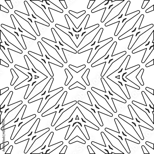Vector pattern with symmetrical elements . Modern stylish abstract texture. Repeating geometric tiles from striped elements.Black and white pattern.