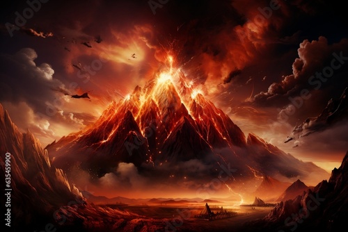 A Volcano Erupting - Eruption of a Volcanic Mountain, Generative Ai