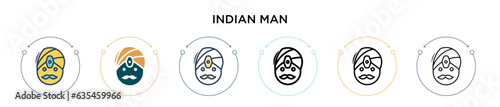 Indian man icon in filled, thin line, outline and stroke style. Vector illustration of two colored and black indian man vector icons designs can be used for mobile, ui, web