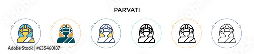 Parvati icon in filled, thin line, outline and stroke style. Vector illustration of two colored and black parvati vector icons designs can be used for mobile, ui, web