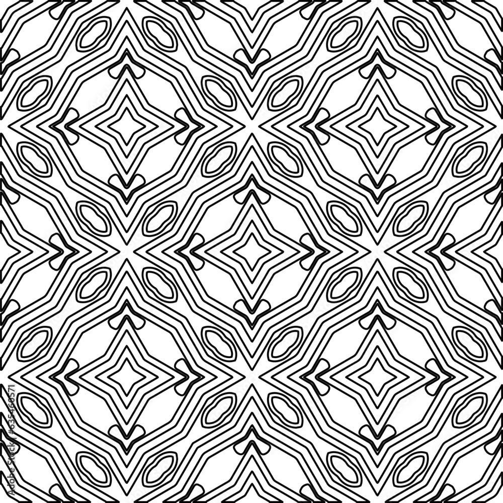 Vector pattern with symmetrical elements . Modern stylish abstract texture. Repeating geometric tiles from striped elements.Black and white pattern.