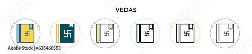 Vedas icon in filled, thin line, outline and stroke style. Vector illustration of two colored and black vedas vector icons designs can be used for mobile, ui, web photo