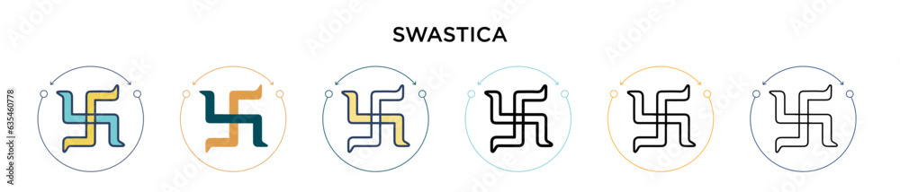 Swastica icon in filled, thin line, outline and stroke style. Vector illustration of two colored and black swastica vector icons designs can be used for mobile, ui, web - obrazy, fototapety, plakaty 