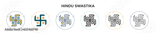 Hindu swastika icon in filled, thin line, outline and stroke style. Vector illustration of two colored and black hindu swastika vector icons designs can be used for mobile, ui, web