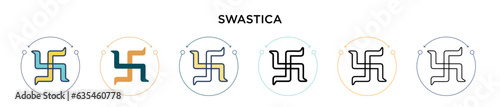 Swastica icon in filled, thin line, outline and stroke style. Vector illustration of two colored and black swastica vector icons designs can be used for mobile, ui, web