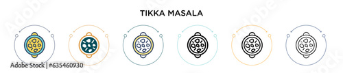 Tikka masala icon in filled, thin line, outline and stroke style. Vector illustration of two colored and black tikka masala vector icons designs can be used for mobile, ui, web