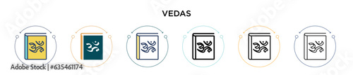 Vedas icon in filled, thin line, outline and stroke style. Vector illustration of two colored and black vedas vector icons designs can be used for mobile, ui, web