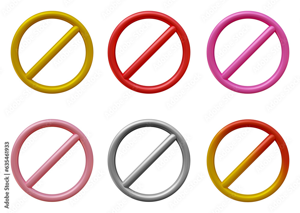 Set of prohibited forbidden icon in 3d rendering isolated on transparent background. warning or stop symbol for safety, protection and danger concept. Set of prohibited forbidden icon in 3d rendering isolated on transparent background. warning or stop symbol for safety, protection and danger concept.