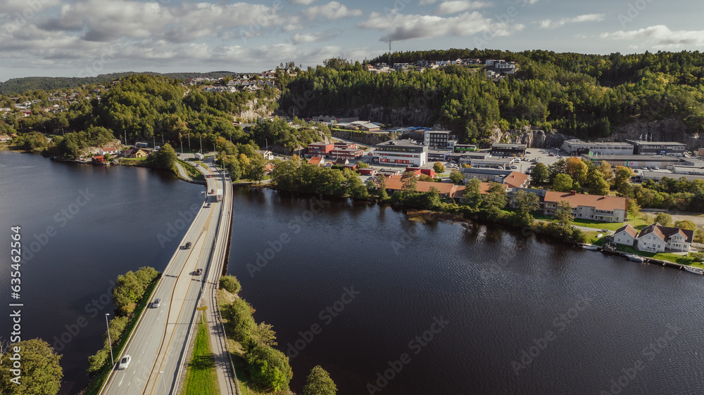 Obraz premium view of the river and the city