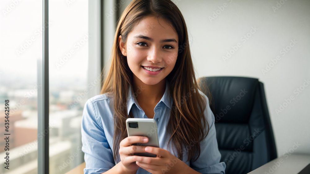 portrait of a smiling businesswoman. Generative AI portrait of a smiling businesswoman. Generative AI