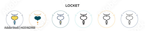 Locket icon in filled, thin line, outline and stroke style. Vector illustration of two colored and black locket vector icons designs can be used for mobile, ui, web