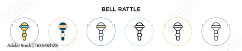 Bell rattle icon in filled, thin line, outline and stroke style. Vector illustration of two colored and black bell rattle vector icons designs can be used for mobile, ui, web