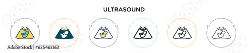 Ultrasound icon in filled, thin line, outline and stroke style. Vector illustration of two colored and black ultrasound vector icons designs can be used for mobile, ui, web