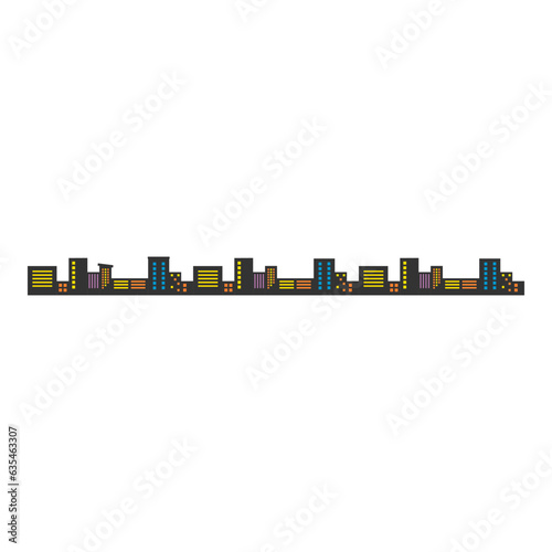 Seamless decoration border with apartment pattern, city town view. Isolated on white background, vector, illustration, EPS10