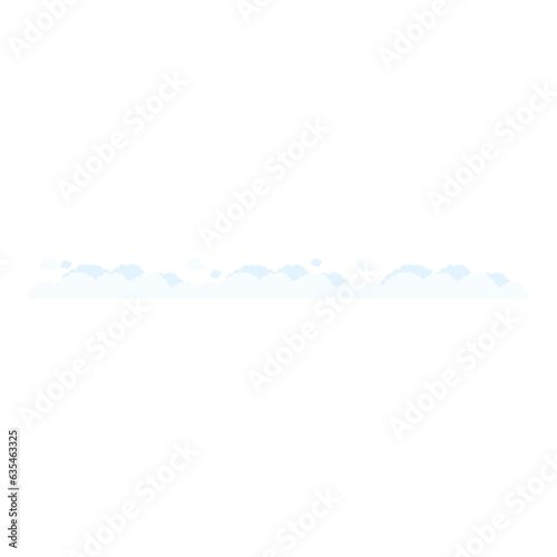 Seamless decoration border with white blue cloud pattern, sky view. Isolated on white background, vector, illustration, EPS10