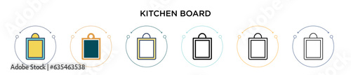 Kitchen board icon in filled, thin line, outline and stroke style. Vector illustration of two colored and black kitchen board vector icons designs can be used for mobile, ui, web