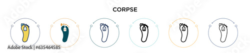 Corpse icon in filled, thin line, outline and stroke style. Vector illustration of two colored and black corpse vector icons designs can be used for mobile, ui, web