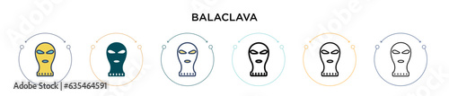 Balaclava icon in filled, thin line, outline and stroke style. Vector illustration of two colored and black balaclava vector icons designs can be used for mobile, ui, web