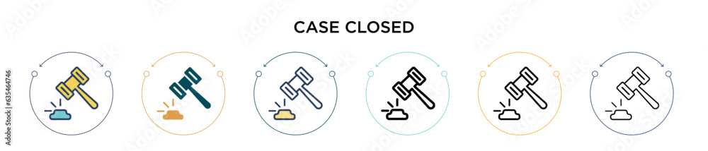 Case closed icon in filled, thin line, outline and stroke style. Vector illustration of two colored and black case closed vector icons designs can be used for mobile, ui, web