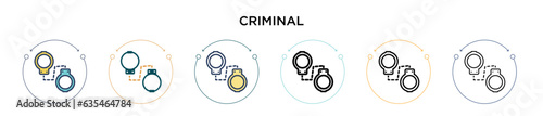 Criminal icon in filled  thin line  outline and stroke style. Vector illustration of two colored and black criminal vector icons designs can be used for mobile  ui  web