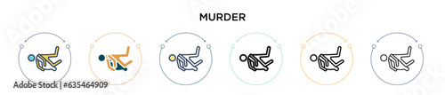 Murder icon in filled, thin line, outline and stroke style. Vector illustration of two colored and black murder vector icons designs can be used for mobile, ui, web