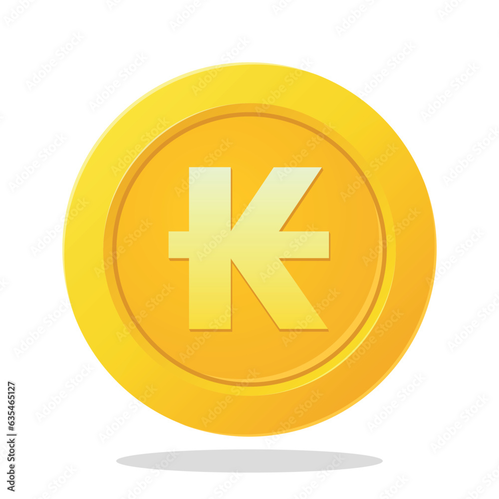Gold coin with Laotian Kip currency sign. Financial element items. Laos currency symbol vector illustration. Gold coin with Laotian Kip currency sign. Financial element items. Laos currency symbol vector illustration.