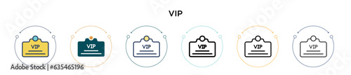Vip icon in filled, thin line, outline and stroke style. Vector illustration of two colored and black vip vector icons designs can be used for mobile, ui, web