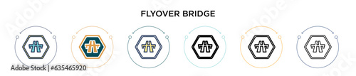 Flyover bridge icon in filled, thin line, outline and stroke style. Vector illustration of two colored and black flyover bridge vector icons designs can be used for mobile, ui, web