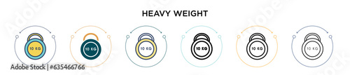 Heavy weight icon in filled, thin line, outline and stroke style. Vector illustration of two colored and black heavy weight vector icons designs can be used for mobile, ui, web