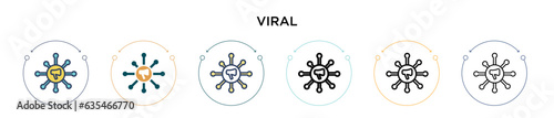Viral icon in filled, thin line, outline and stroke style. Vector illustration of two colored and black viral vector icons designs can be used for mobile, ui, web