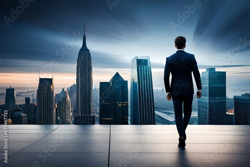 business person in front of skyscrapers © sana