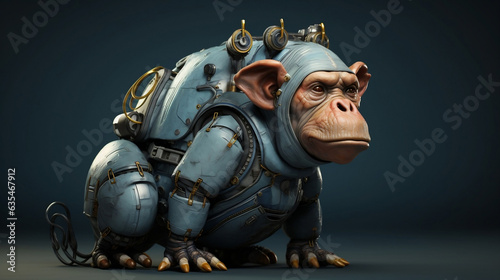hybrid creature, sci-fi, cyborg, monkey, pig 