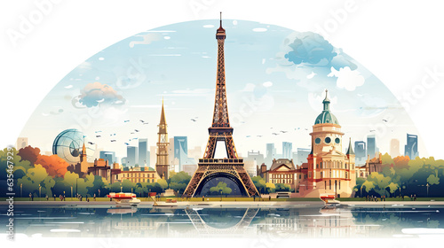 the capital of france paris drawn in beautiful colors.