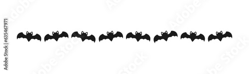 Separator Border illustration line of bat icon silhouette pattern for Halloween day concept of autumn season