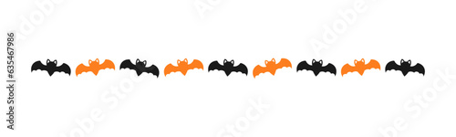 Separator Border illustration line of bat icon silhouette pattern for Halloween day concept of autumn season