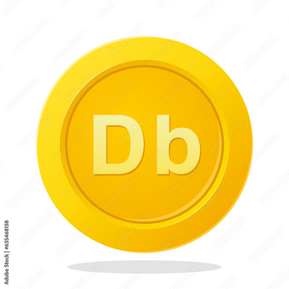 Gold coin with dobra currency sign. Financial items. Financial element vector illustration. Gold coin with dobra currency sign. Financial items. Financial element vector illustration.