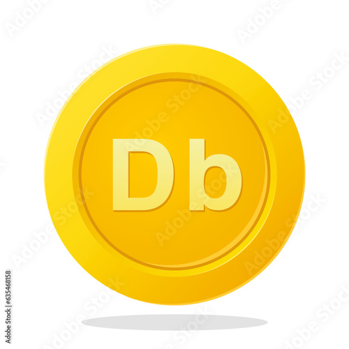 Gold coin with dobra currency sign. Financial items. Financial element vector illustration.