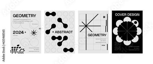 Posters with silhouette minimalistic basic figures, extraordinary graphic assets of geometrical shapes swiss style, Modern minimal monochrome print brutalist.