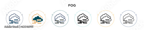 Fog icon in filled, thin line, outline and stroke style. Vector illustration of two colored and black fog vector icons designs can be used for mobile, ui, web