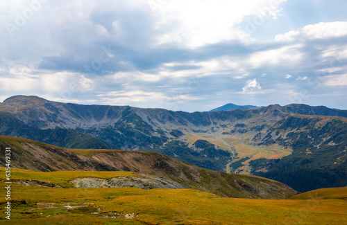 Landscape with the Parang mountains in Romania seen from the Transalpina road
