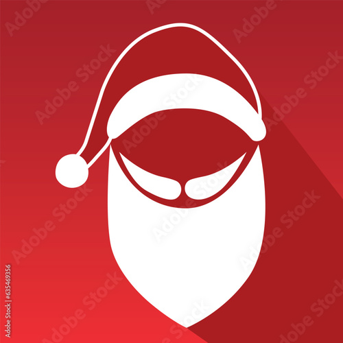 Hat and beard of Santa Claus. Icon, Vector