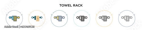 Towel rack icon in filled, thin line, outline and stroke style. Vector illustration of two colored and black towel rack vector icons designs can be used for mobile, ui, web