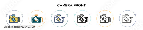 Camera front icon in filled, thin line, outline and stroke style. Vector illustration of two colored and black camera front vector icons designs can be used for mobile, ui, web