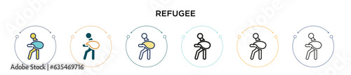 Refugee icon in filled, thin line, outline and stroke style. Vector illustration of two colored and black refugee vector icons designs can be used for mobile, ui, web