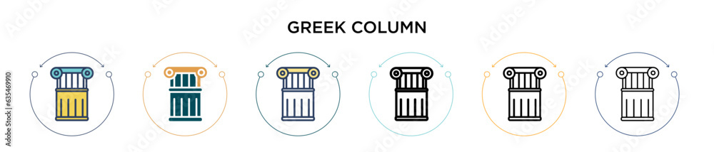 Greek column icon in filled, thin line, outline and stroke style ...