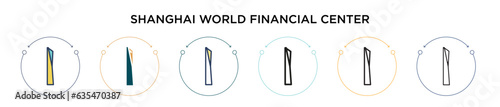 Photography Shanghai world financial center icon in filled, thin line, outline and stroke style
