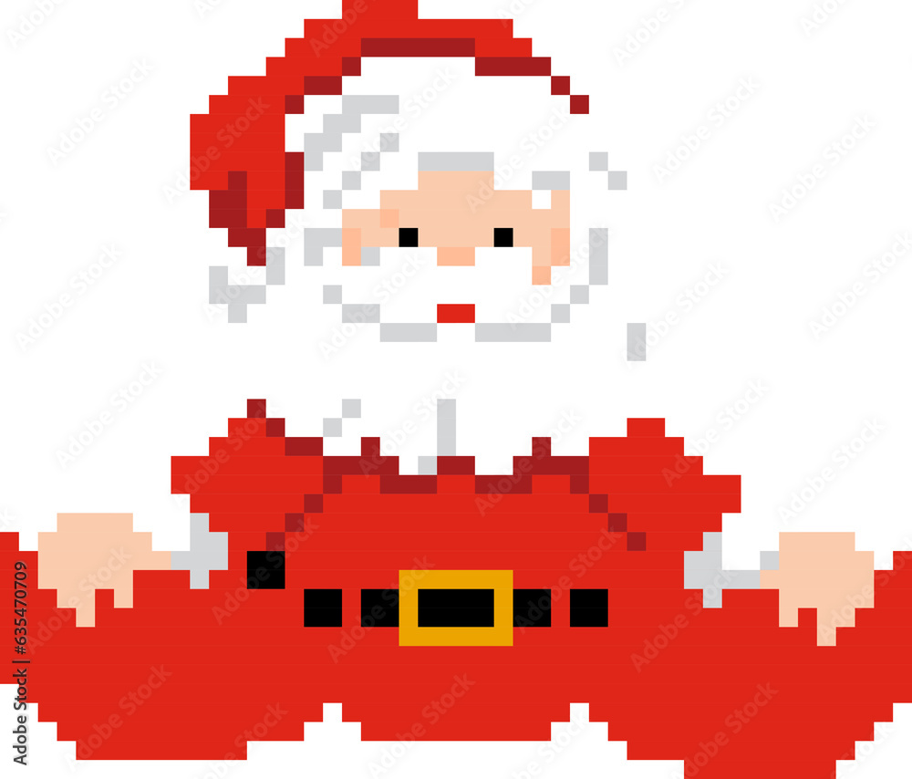 Santa claus cartoon icon in pixel style