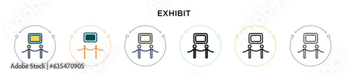 Exhibit icon in filled, thin line, outline and stroke style. Vector illustration of two colored and black exhibit vector icons designs can be used for mobile, ui, web