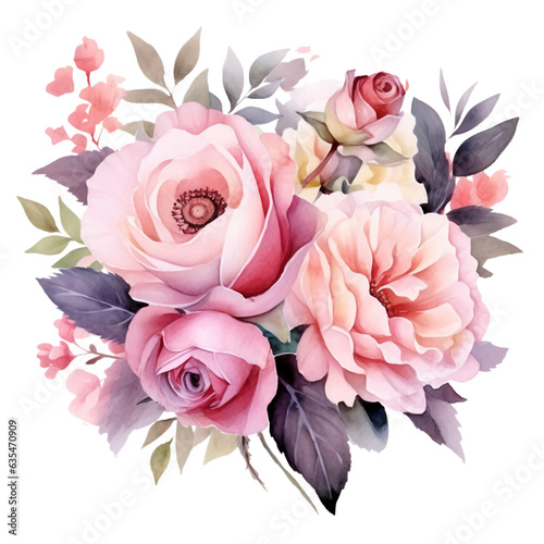 Flowers Watercolor Clip Art, Watercolor Illustration, Flowers Sublimation Design, Flowers Clip Art.